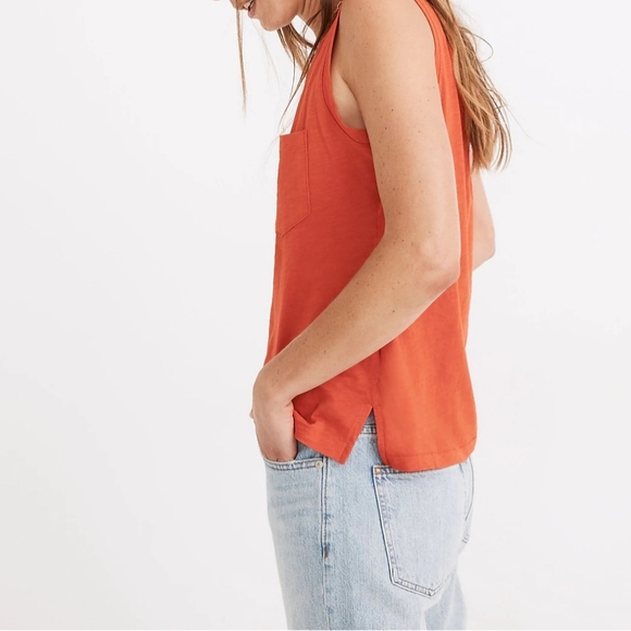 Madewell Whisper Cotton Picker Crewneck Muscle Tank Burnt Orange XXS - Picture 3 of 7